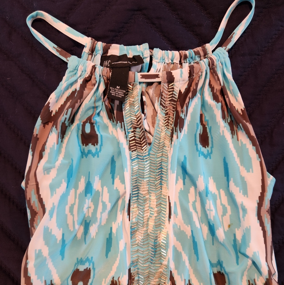 INC International Concepts Blue and Brown Tank Top